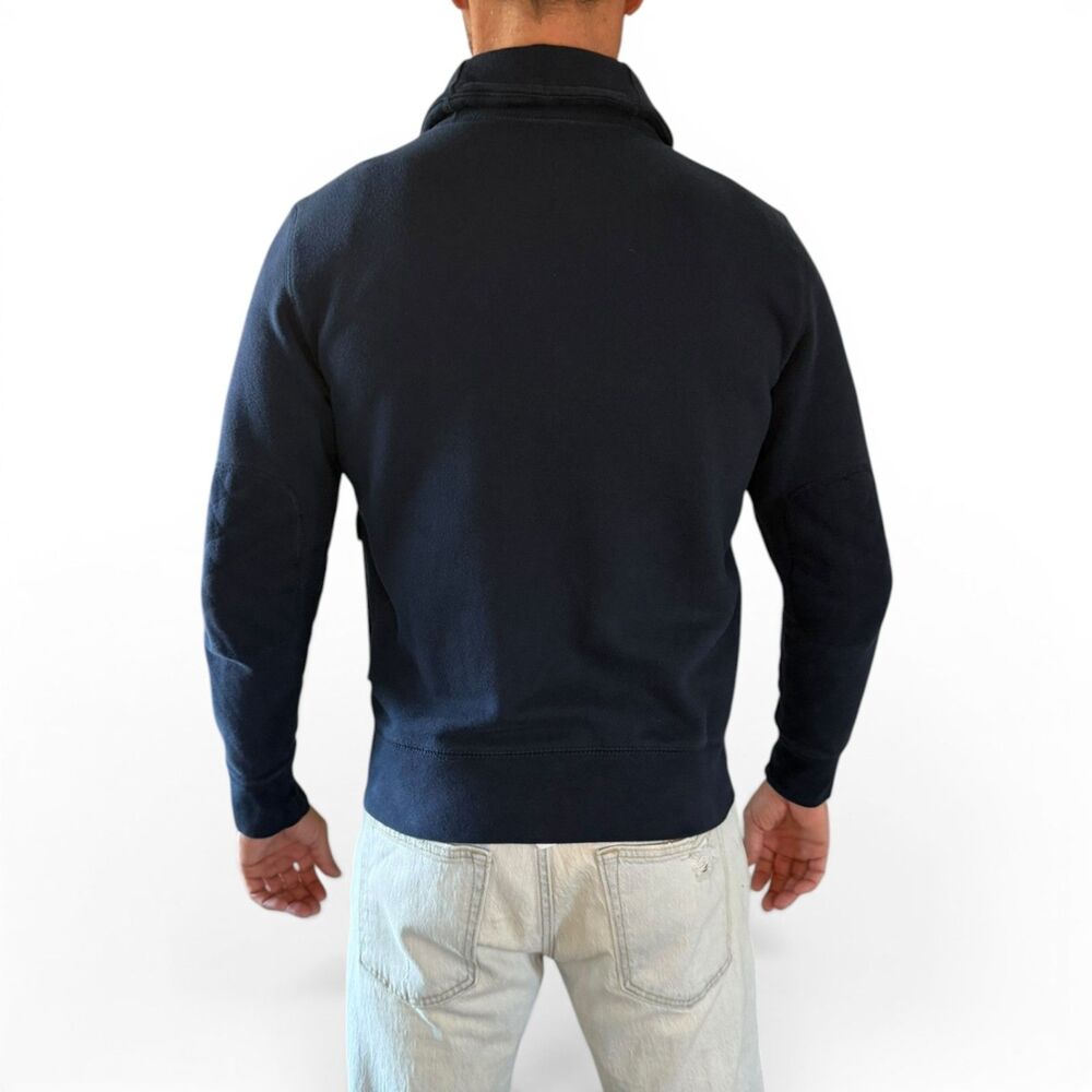 Men’s Medium Navy Button Front Cardigan Jacket Fleece Pockets - Picture 3 of 10